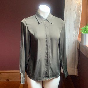 SIGRID OLSEN Olive Embroidered Silk Blouse XS